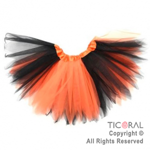 POLLERA TUTU BRUJA NARANJA Y NEGRO HALLOWEEN x 1